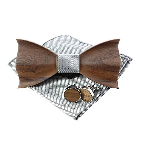 Noeud papillon bois pré-noué gris uni design boisé ergonomique
