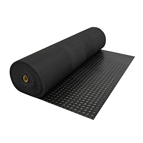 Rubber-Cal Diamond-Plate Rubber Flooring Rolls - 3 Mm X 4 Ft X 8 Ft Rolls - Black #TOP3