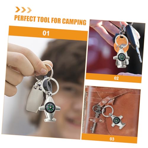 Set 4 piezas brújula mini llavero portátil para camping miniatura 3