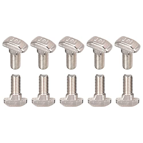 DTGN M8x20mm(DXL) T-Slot Drop-in Stud Sliding Bolt Screw - 20Pack - Good for Construction Industry - Carbon Steel Zinc Plated T Track Bolts - Silver Tone