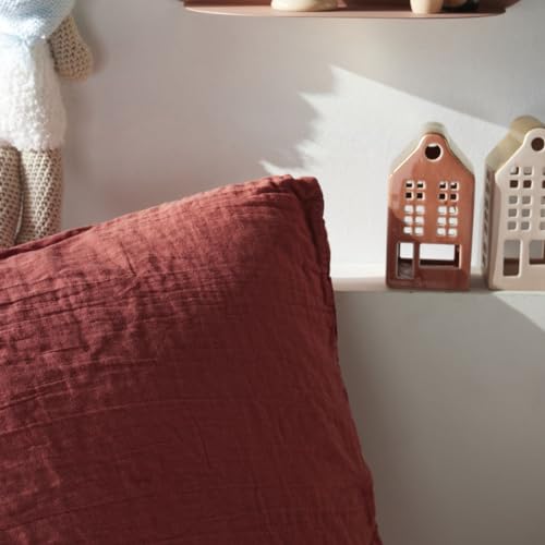 TODAY Double Bed Linen 240 x 220 cm Cotton Gauze Terracotta, Jumeau - Image 2