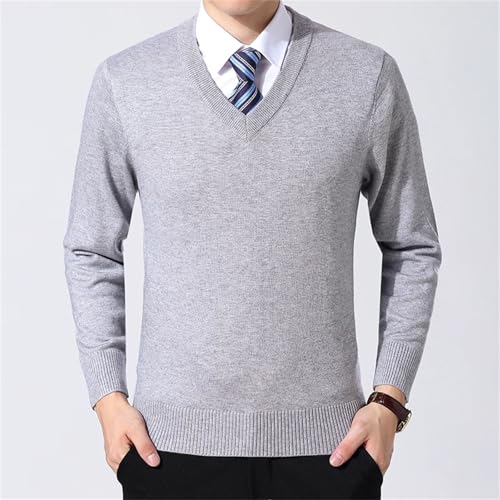 V Neck Solid Cotton Knitted Pullover Sweater Mens Autumn Casual Slim Fit Fashion Comfortable2