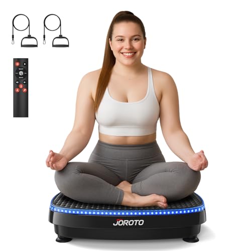 JOROTO Vibrationsplatte mit Bluetooth Lautsprecher & 6-Farb LED, 120 Stufen 5 Trainingsprogramme, Rüttelplatte Sport mit Belastbarkeit 150KG Effektives Ganzkörper-Workout, Vibrationsplatte für Zuhause JOROTO Vibrationsplatte mit Bluetooth Lautsprecher & 6-Farb LED, 120 Stufen 5 Trainingsprogramme, Rüttelplatte Sport mit Belastbarkeit 150KG Effektives Ganzkörper-Workout, Vibrationsplatte für Zuhause