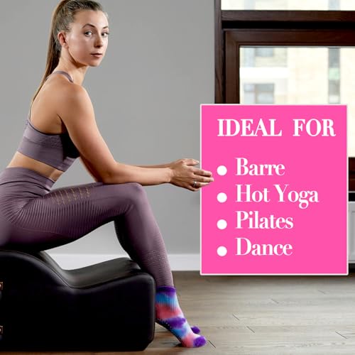 Image of 2PCS Non-Slip Pilates Yoga Socks with Grips for Women - Stylish Crew Socks for Ballet, Dance, Workout, and Pregnancy