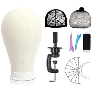 Bileaf Perückenkopf aus Segeltuch mit Ständer 58,9cm