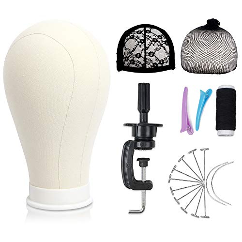 Bileaf Perückenkopf aus Segeltuch mit Ständer 58,9cm