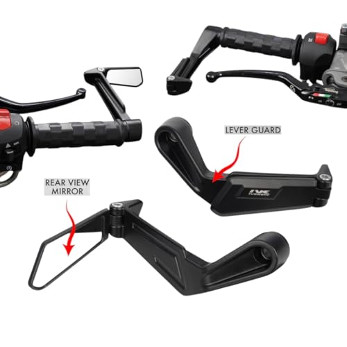 Image of SGTB Universal Bar End Clutch Brake Lever Guard for Motorcycle & Scooters for Bikes MT 15 R15 V3 V4 M FZS FZX FZ FI Apache RTR 310 RTR 200 4V RTR 180 RTR 160 4V RTR 160 with Foldable Rear View Mirror