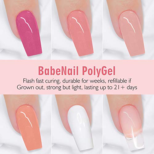 BabeNail Polygel Builder Nail KIt - 6PCS PolyGel Base & Top Coat Portable With 6W UV LED Lamp Poly Gel Extension Nail Kit Slip Solution Nail Art Accessories with Storage Box Manicure Tools Set - Thumbnail 4