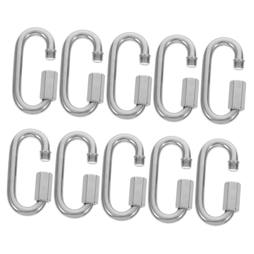 JECOMPRIS 10pezzi Connettori Rapidi in Acciaio Inossidabile Moschettoni Bloccaggio Forma Per Carichi Pesanti Clip Per Corda in Cadenza Sospesa