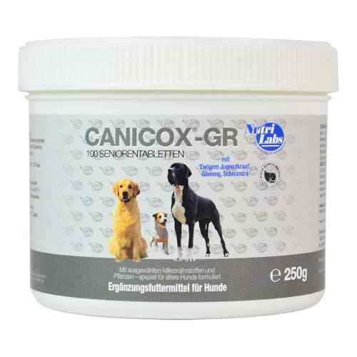 NutriLabs CANICOX GR Kautabletten für Hunde 100 Stück - Mit Glucosamin, Chondroitin, Weißdorn & Ginseng - Unterstützt Gelenke, Herz, Leber, Nerven & Immunsystem - Nahrungsergänzung für ältere Hunde