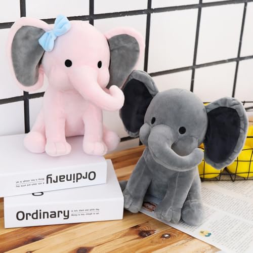 AOLIAY 25cm Grau Plüsch Elefant Kuscheltier,Cartoon Elefant Tier Plüschspielzeug Plüschtier Stofftier für Babys Kinder Jungen Mädchen,Elefant Plüsch Stofftiere für Kinderzimmer Raumdekoration