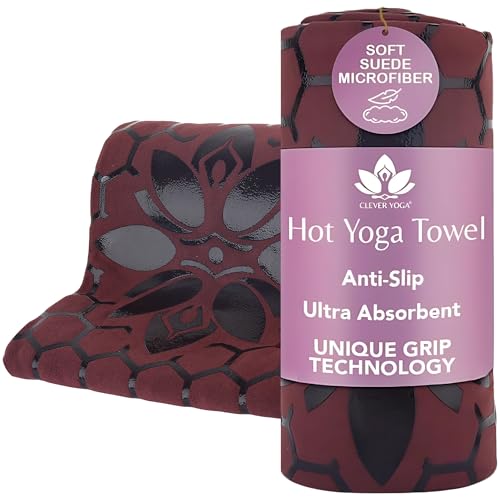 Clever Yoga Hot Yoga Mat Towel – Non-Slip Grip for Hot Yoga, Swea...