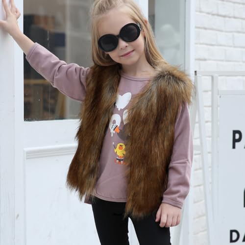 Faux Fur Vest Coat Kids Winter Sleeveless Thicken Wool Warm Windproof Outerwear Toddler Girls Winter Coat3