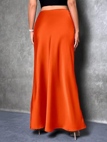 Elegant Solid Color Zipper Satin Long Skirt 2025 Fashion Skirts for Women2