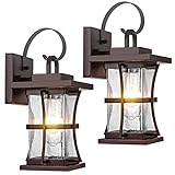 2 Packs Outdoor Wall Light, Oil Rubbed Bronze Exterior Light Fixture Waterproof Porch Sconces Wall Mounted Lighting, Anti-Rust Rustic Wall Sconce for House Garage, Doorway, Front Door Entryway, E26 -  Frelii