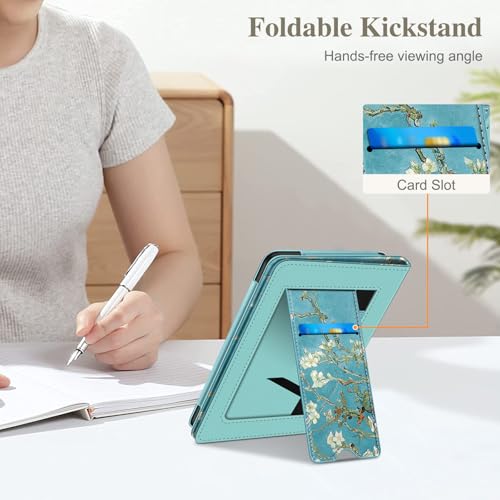 Image of Fintie Case for 7 inch /6.8 inch Kindle Paperwhite(12th /11th Generation-2024 /2021) and Kindle Colorsoft Signature Edition -Slim Foldable Stand Cover Auto Wake /Sleep for Paperwhite 2024, Blossom