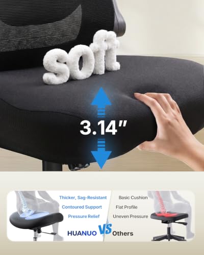 Image of HUANUO Ergonomic Office Chair, High Back Computer Desk Chair with Adjustable Lumbar Support and Headrest, Comfy Gaming Chair with 3D Armrests, Home Office Rolling Chair, Max Load 300 lbs, Pack of 3