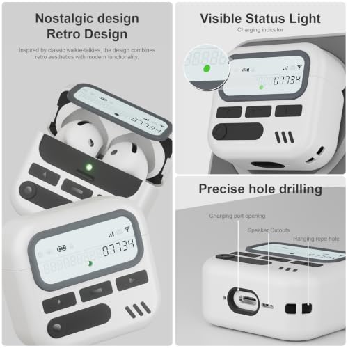 Image of for AirPods 4 Case with Safty Lock,Retro Inspired Pager Style (White)