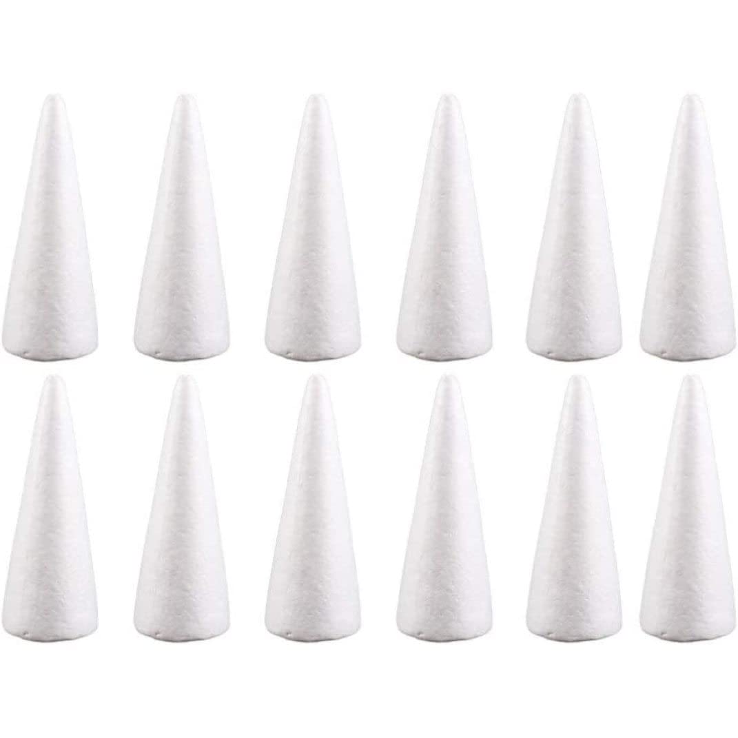 Wedhapy 12pcs Styrofoam Cones for Crafts Foam Cones White Styrofoam Cone Crafts Foam Cone Christmas Tree Polystyrene for Christmas Table Centerpiece 10CM