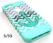 Cellphone Trendz Hybrid Rocker Case for Apple iPhone 5, 5s, 5g - Teal Anchor Chevron Design Case with Teal Silicone Skin