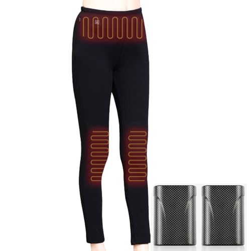 VLOBAOM Womens Heated Thermal Underwear Pants, Thermal Leggings for Women, Fleece Lined Baselayer Leggings,2XL,Black