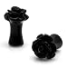 2g (6mm) Acrylic Tunnel Black Rose Ear Plugs