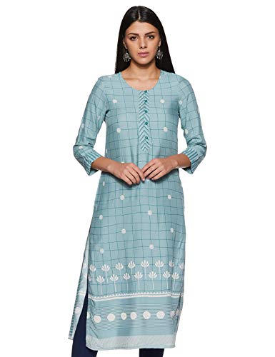 Image of Rangriti Blue Viscose Rayon Straight Kurta for Women