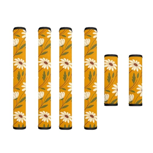 Image of Refrigerator Door Handle Covers Set of 6 Kitchen Electrical Appliance Decor Handles Keep Clean Anti-Slip Fridge Accessories Home Decor, Daisy Yellow-Orange