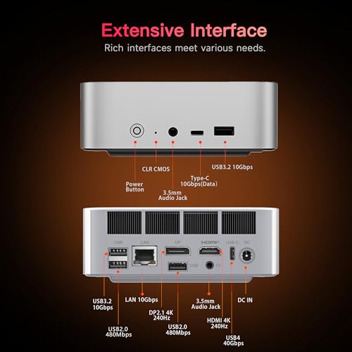 Image of Beelink SER10 MAX Mini PC, AMD Ryzen AI 9 HX 470(12C /24T,Up to 5.2GHz), AMD Radeon 890M Graphics, 32GB DDR5 1TB SSD, 10G LAN /USB4.0 /4K 240Hz Triple Display /WiFi6,BT5.2,Home /Office mini Computer