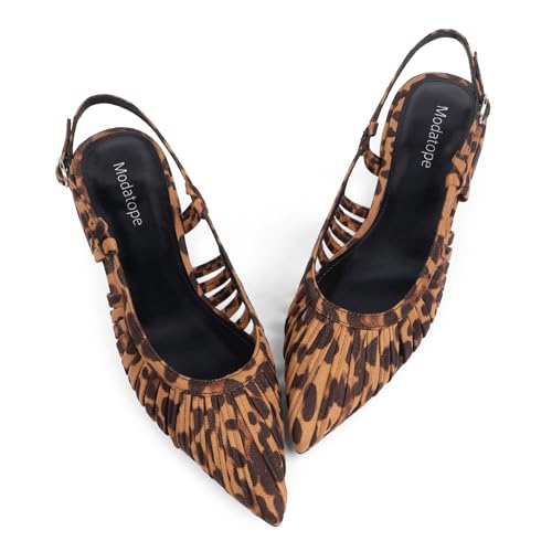 Image of Modatope Slingback Flats for Women Pointed Toe Ballet Flats Classic Low Heel Sandals Dress Shoes