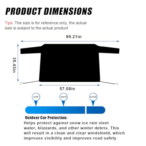 Image of Car Rear Windshield Snow Cover, 57x35 Inch Anti Ice Frost Rear Windshield Protector, Windproof Oxford Back Window Cover, Winter Car Accessories for Cars, Trucks, SUVs, Lorries
