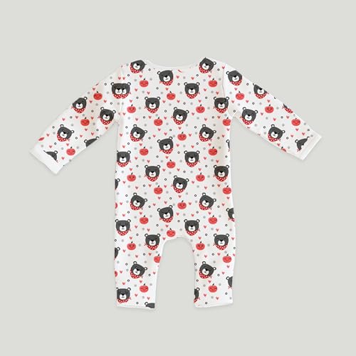 Image of Kidbea Organic Cotton Full Sleeve Baby Rompers | Soft, Cute Printed Romper for Baby Boy & Baby Girl Playwear