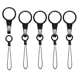 [GUANGUAN] フィンガーストラップ 5本入り 取り外し可能 ショートハンドストラップ 落下防止 携帯 スマホ USBメモリ 鍵 PSPゲーム機などに対応 黒