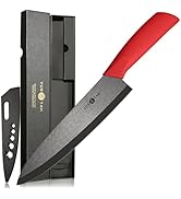 YUSOTAN Ceramic Chef Knife 8"-Ceramic Knife Sharp Ceramic Kitchen Knife with Cover and Red Handle...