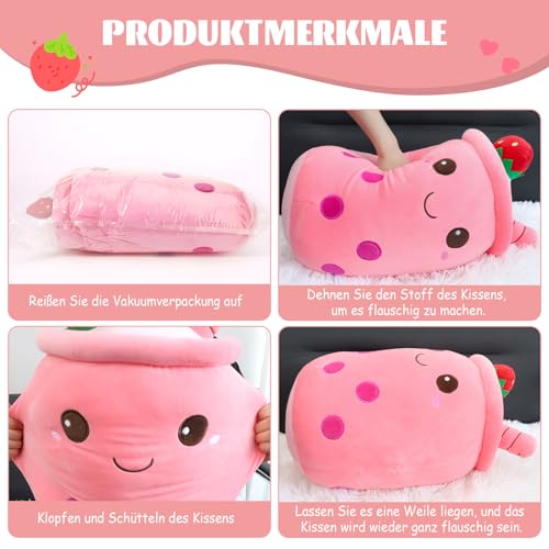 HXPLN Bubble Tea Kuscheltier 50cm, Kawaii Plüschtier, Kissen Süße Plüschtiere für Mädchen und Jungen, PlüSch Spielzeug für Kinder Erwachsene (Rosa)