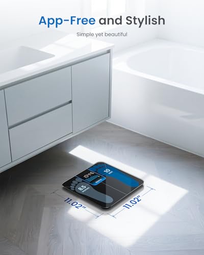 Image of RENPHO Weight Scale with 7-Day Weight Trend, Digital Bathroom Scale for Body Weight with Large LED Display, High-Accurate Weighing Scale with Sturdy and Durable Base, 11.02 inch, 400lbs, Core 1X