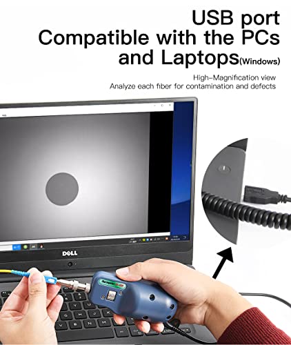 Image of Fiber Microscope Inspection Probe 400 Times KIP-600P w / 4 UPC Tips SC /FC /ST /LC + USB Port Used with Window PC or Komshine OTDR Optical Fiber Probe Cleaning Tools
