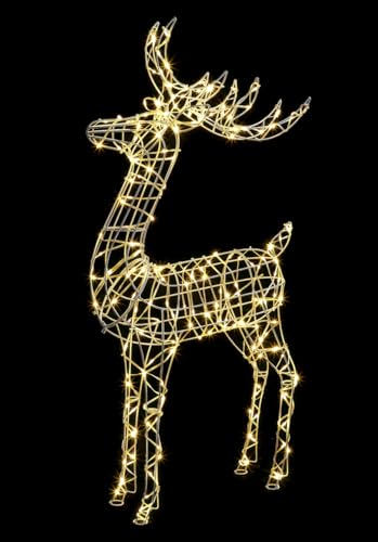 VeryMerry Pre-Lit Reindeer Extra Large 115cm with 200 LED, Auto-Off Timer, Christmas Decoration Suitable for Indoor and Outdoor Use - Warm White