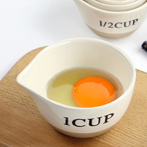 4 Pcs Jogo De Medidor Medidor De Cerâmica Tigelas De Armazenamento Recipiente De Comida De Cerâmica