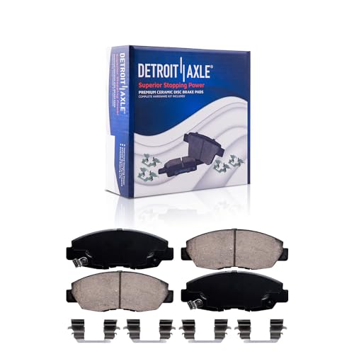 Image of Detroit Axle - Front Brake Kit for 1990-1997 Honda Accord | Drilled and Slotted Disc Brake Rotors Ceramic Brake Pads 1991 1992 1993 1994 1995 1996 Replacement