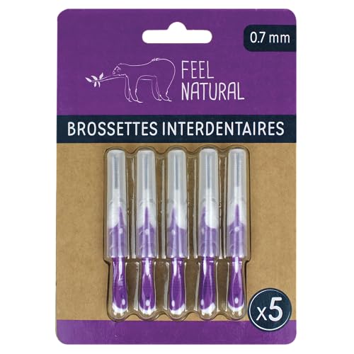 Kit 5 Brossettes Interdentaires 0,7mm - Nettoie les Espaces Interdentaires en Douceur - Nettoyage Dentaire Efficace - Accessoire Nettoyant Plaque Dentaire, Hygiène Bucco-Dentaire Feel Natural