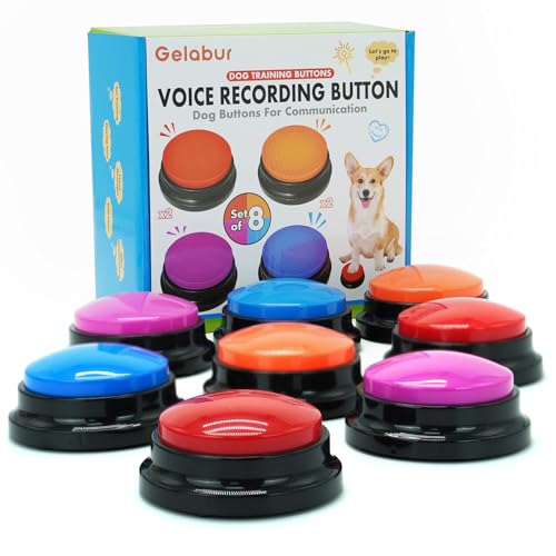 Gelabur Set of 8 Dog Buttons for Communication Voice Recordable Buttons for Classroom Dog Training Talking Buttons Starter Set Pet Easy Speaking Buttons Tools