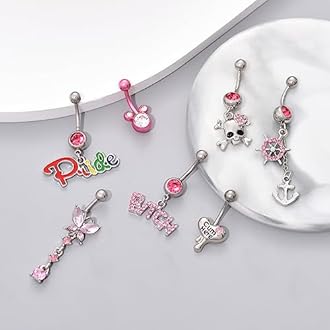 TAMHOO 15PCS 14G Stainless Steel Belly Button Rings for Women with AAA Cubic Zirconia