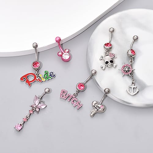 TAMHOO 15PCS 14G Stainless Steel Belly Button Rings for Women with AAA Cubic Zirconia