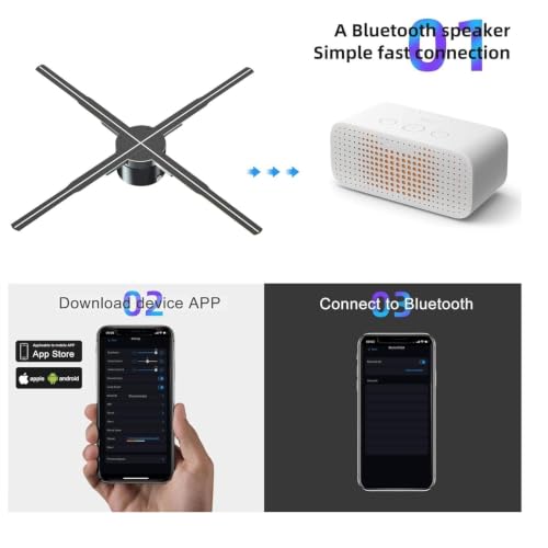 Image of 3D Hologram Fan, 25.6 Inch 2000*1536PX Resolution 768 pcs HD LED Beads, Holographic Video Advertising Projector Support APP /Bluetooth Audio /WiFi (65CM)