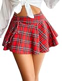 Avidlove Women Mini Skirt Pleated Plaid Skirts High Waist Short Skirt Goth Outfit