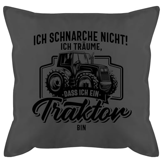 Kissen 50x50 - Traktoren - Ich schnarche nicht ich träume dass ich ein Traktor bin I Geschenk Trecker Fan - 50 x 50 cm - Grau - traktorkissen geschenke für traktorfans landwirt schnarch sofakissen