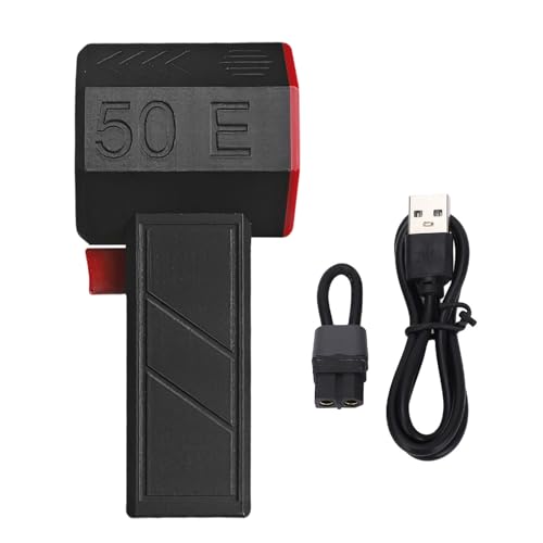 Ventilador Turbo portátil HappyFit con Motor sin escobillas de 50 mm, 12 000 RPM, Velocidad Continua, Recargable, soplador de Aire seco para Eliminar el Polvo, 800 g de Empuje. (Rojo Negro)