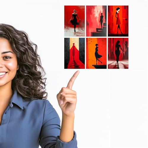 Image of SiddArtify Abstract Woman Wall Art Prints Set - Modern Silhouette Poster Decor for Living Room Bedroom Office - Set of 2-4x6 Inch - Board (Pack of 6) - Sticker (Pack of 6)