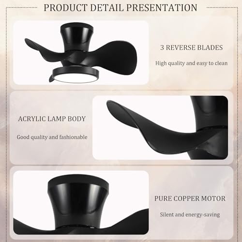 Ventilateur de plafond noir réversible avec éclairage LED et télécommande pour salon - 8